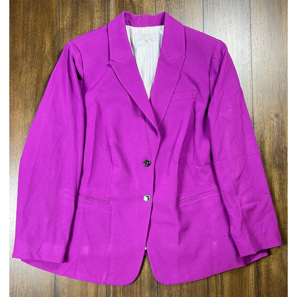 Tahari Arthur S. Levine Magenta Purple Two Button Blazer Plus Size 16W